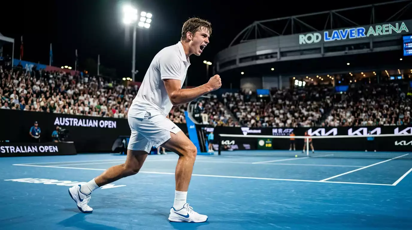 Carlos Alcaraz celebrando su victoria en el Australian Open 2026