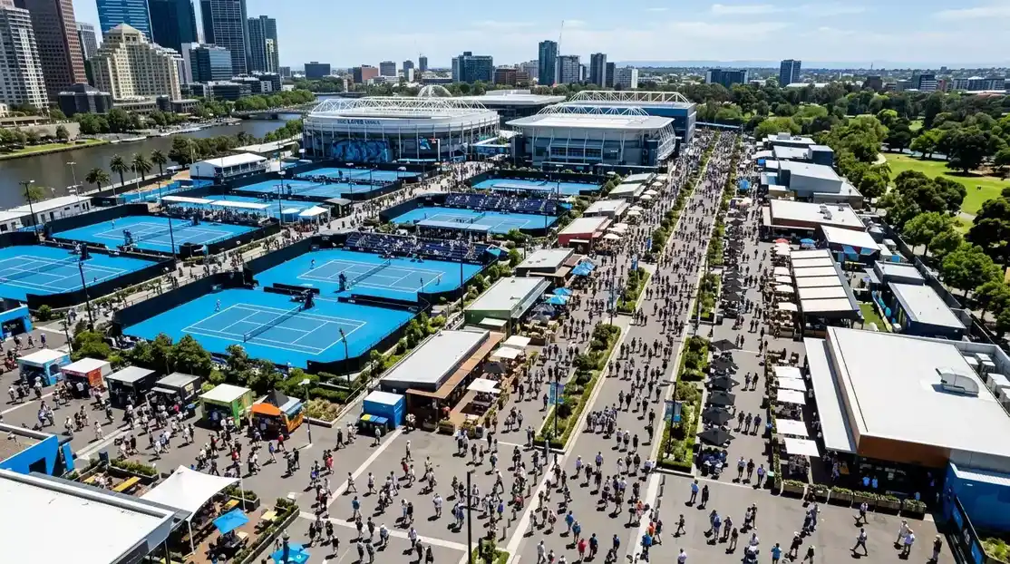 Multitud de espectadores llenando las gradas de Melbourne Park
