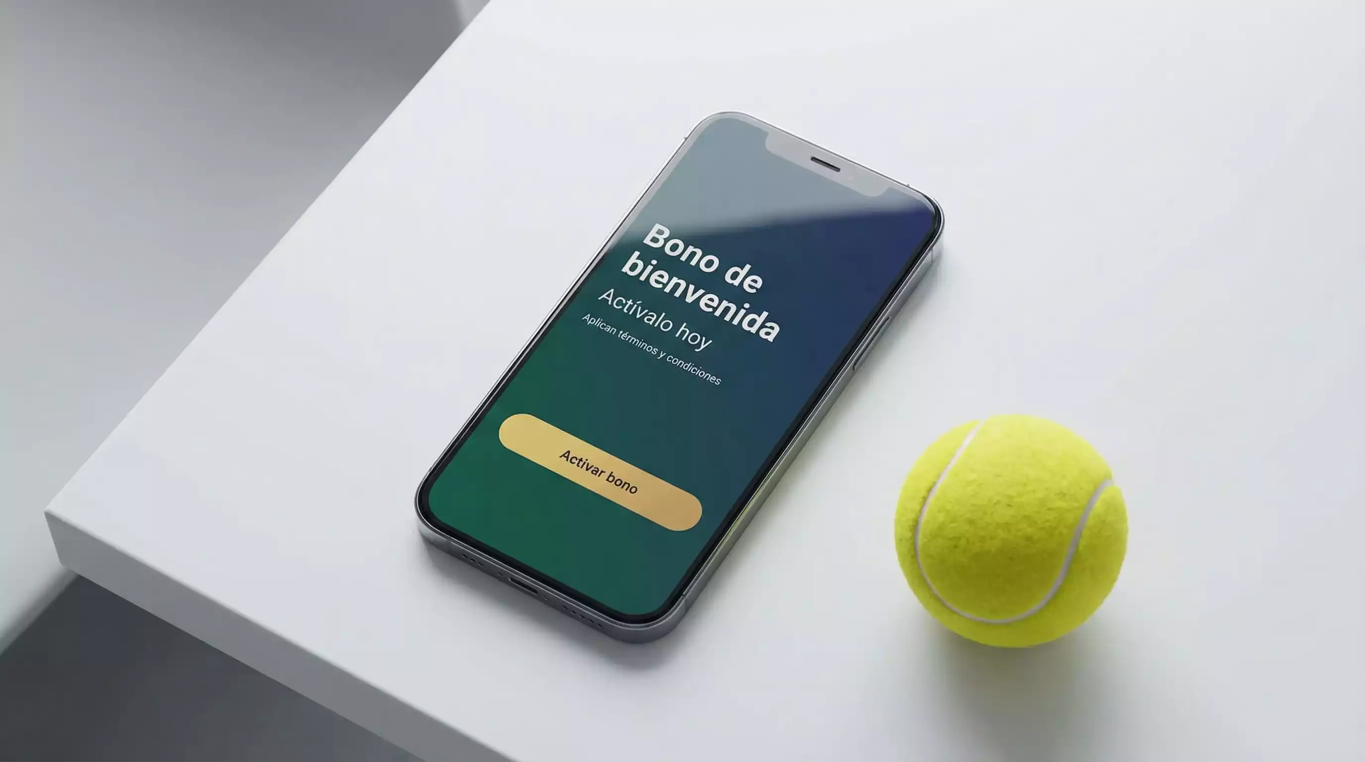 Pantalla de registro en plataforma de apuestas con oferta de bono de tenis