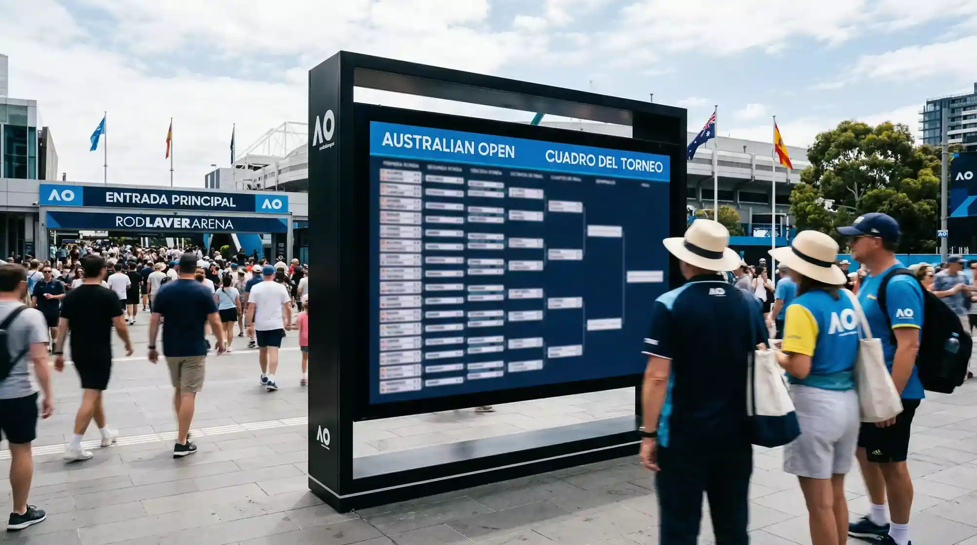 Cuadro de llaves del Australian Open mostrado en pantalla gigante