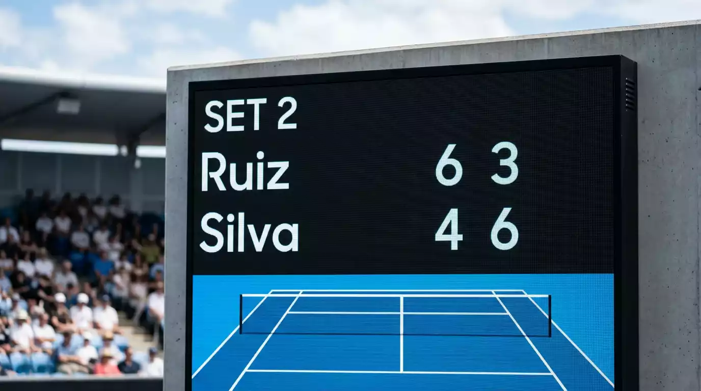 Marcador electrónico de un partido de tenis en el Australian Open