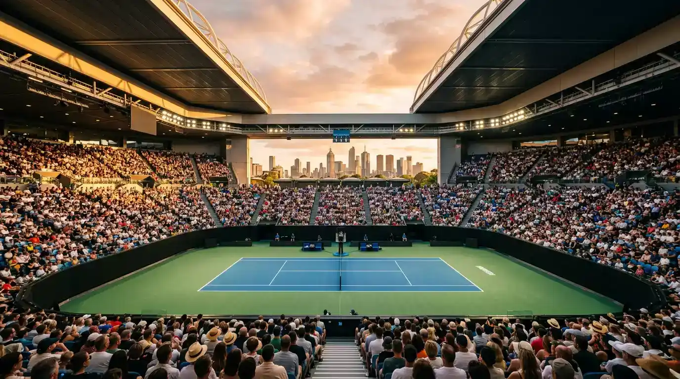 Melbourne Park durante el Australian Open 2026 con vista de la Rod Laver Arena