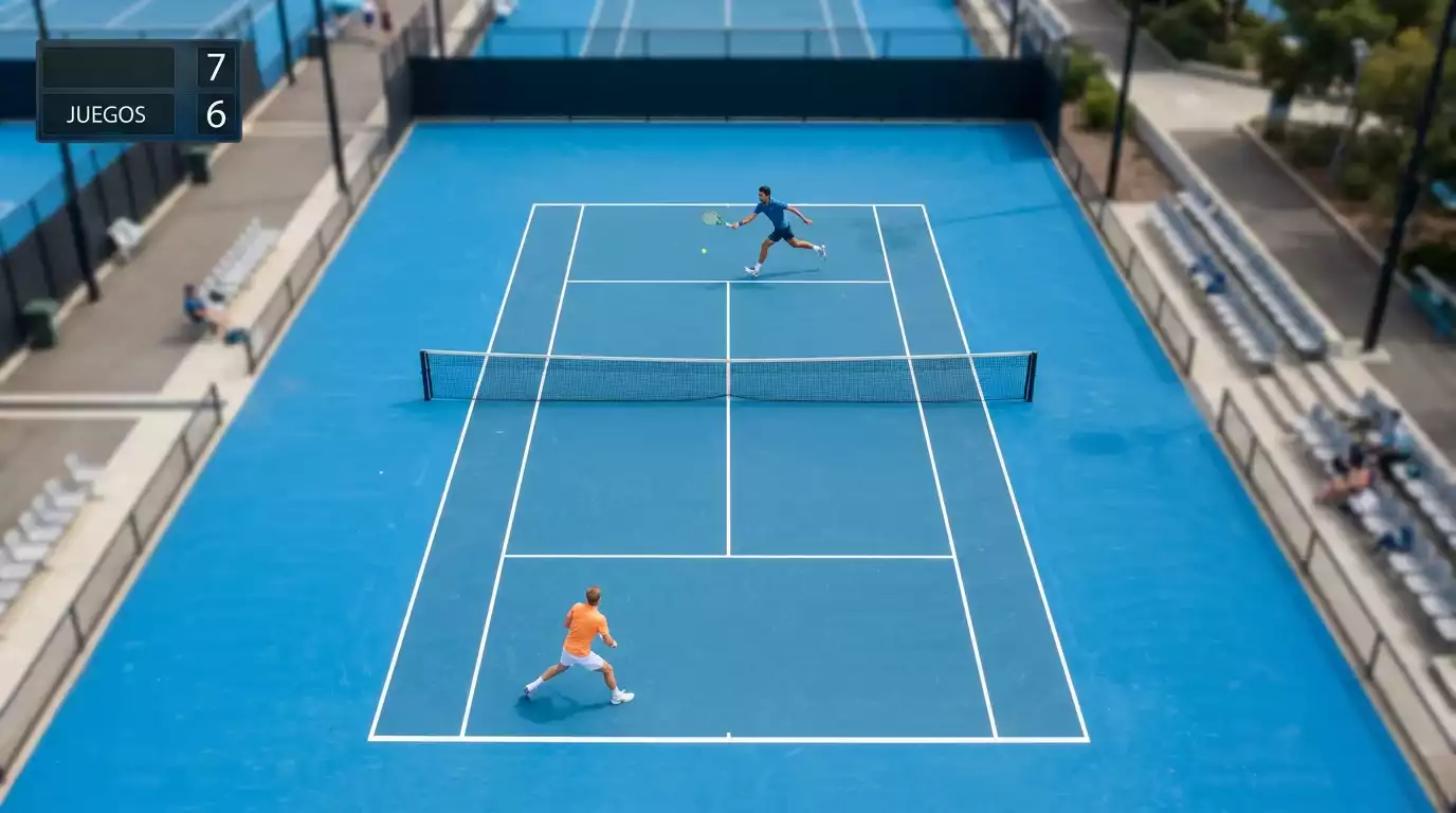 Pelota de tenis sobre la línea de la pista dura del Australian Open